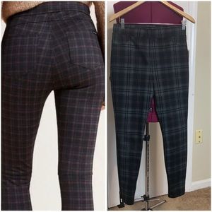 Anthropologie Plaid Skinny Pants - Black and Gray